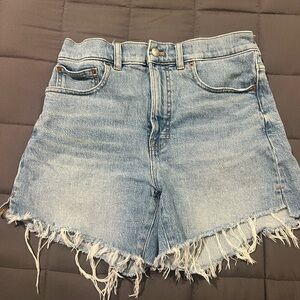 Madewell Light Blue Frayed Jean Shorts